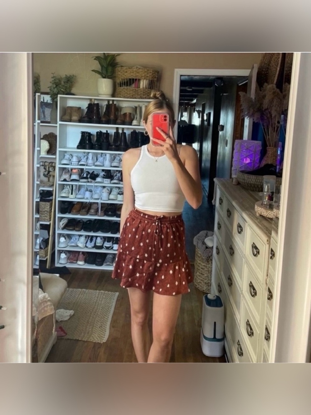 Shein dot ruffle high waisted skirt size small